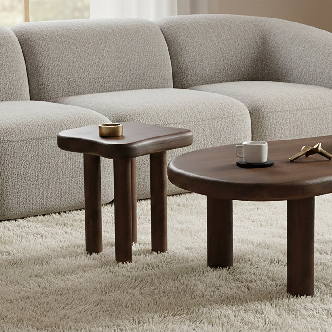 Carvello Freeform Solid Mango Wood Accent Table with Dark Walnut Finish