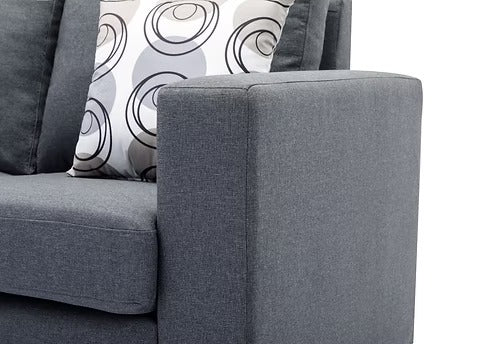 Korvello Reversible Sofa Sectional – Grey Fabric Sofa with Chrome Legs &amp; Accent Pillows