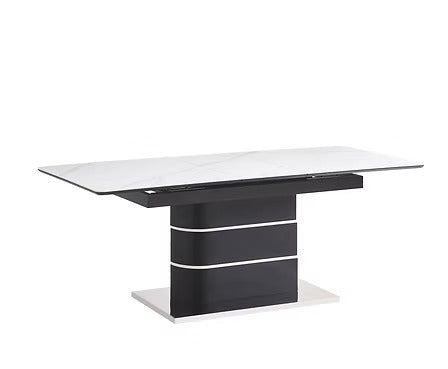 Tervano 7-Piece Dinette Set – Snowy White Marble Extension Table with Grey Velvet Swivel Chairs