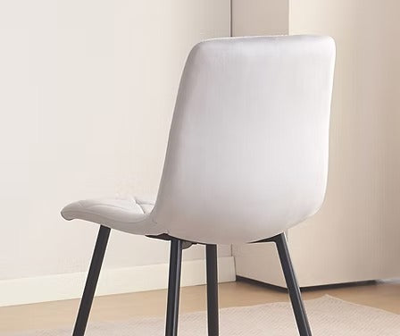 Velvoro 5-Piece Dinette Set – Snowy White Marble Sintered Stone Table with Black Steel Legs & Light Grey Velvet Chairs