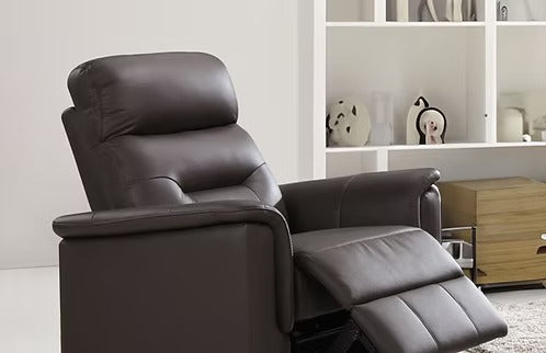 Elarvion 3-Piece Power Recliner Set with Espresso Genuine Leather/Match, USB Ports &amp; Drop-Down Tray with Cup Holders