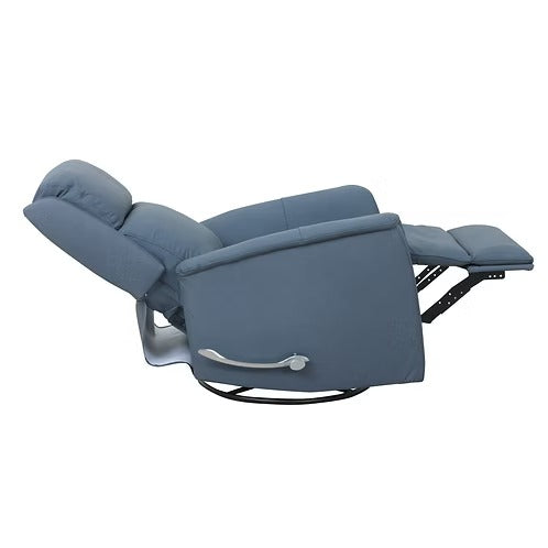 Zyrello Recliner Chair in Soft Sapphire Leather Match with Side-Mounted Steel Pull Handle &amp; Glider Rocking Mechanism