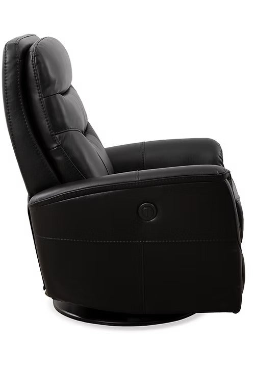 Nivello Power Recliner Chair with Swivel & Glider Function, Zero Wallhugger Design, Soft Black PU Upholstery & High-Density Foam Comfort