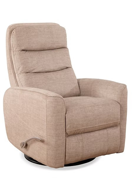 Torvella Recliner Chair with Side-Mounted Steel Pull Handle, Glider Rocking Mechanism & Zero Wallhugger Design in Soft Pearl Fabric
