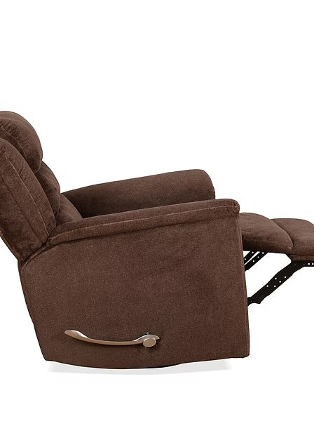 Yarvello Recliner Chair in Soft Brown Fabric with Swivel Glider Mechanism, Side-Mounted Steel Handle &amp; Zero Wallhugger Design