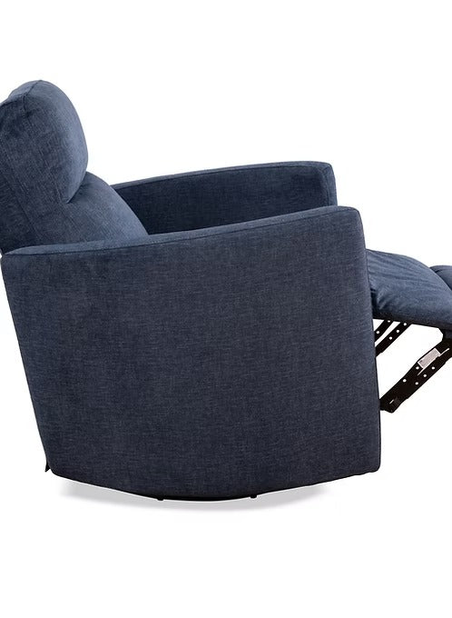 Xelviora Recliner Chair in Soft Blue Fabric with Swivel Glider Mechanism, Hidden Pull Handle &amp; Zero Wallhugger Design