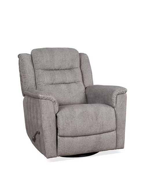 Yarvello Recliner Chair in Soft Grey Fabric with Swivel Glider Mechanism, Side-Mounted Steel Handle &amp; Zero Wallhugger Design