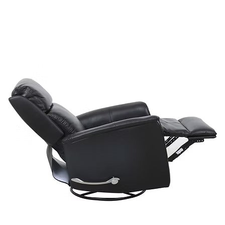 Zyrello Recliner Chair in Soft Blackberry Leather Match with Side-Mounted Steel Pull Handle &amp; Glider Rocking Mechanism