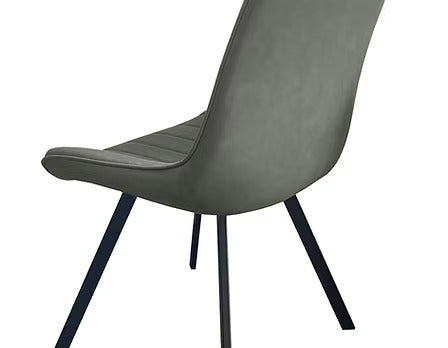 Zorvella 7-Piece Dinette Set – Sintered Stone Chanel Marble Extension Table with X-Shape Black Steel Base & Soft Grey PU Chairs