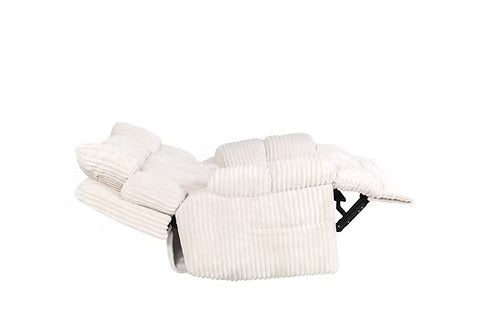Morviano Dual Power Recliner Chair with Adjustable Lumbar Support, Manual Headrest Wings, Bluetooth Music System & Plush Cream Fabric Upholstery