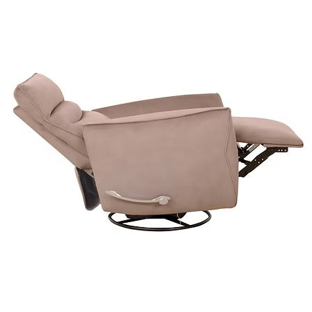 Valmire Recliner Chair with Side-Mounted Steel Pull Handle, Glider Rocking Mechanism & Soft Warm Light Taupe Fabric