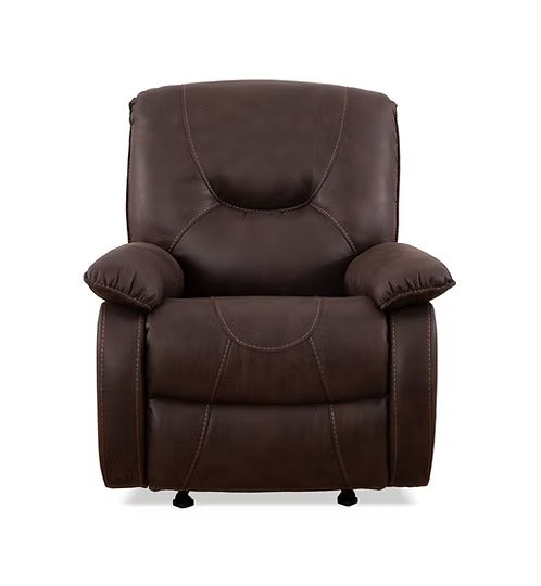 Zorvian Recliner Chair in Brown Elephant Skin Fabric with Glider Rocking Mechanism &amp; Zero Wallhugger Design