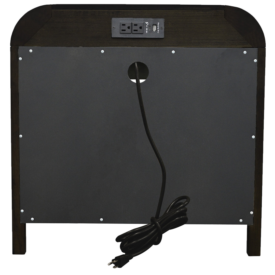 Caldor Accent Table – Mid-Century Modern Nightstand with Charging Station