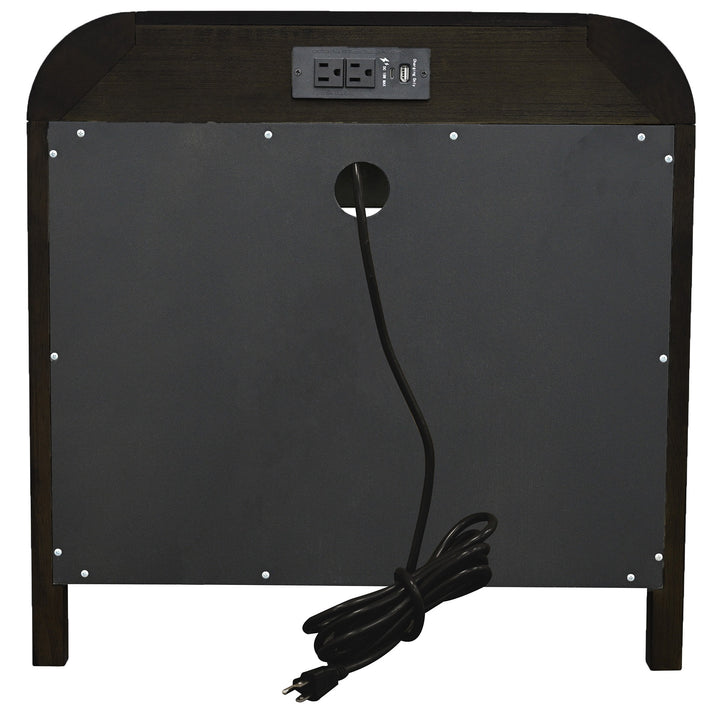 Caldor Accent Table – Mid-Century Modern Nightstand with Charging Station