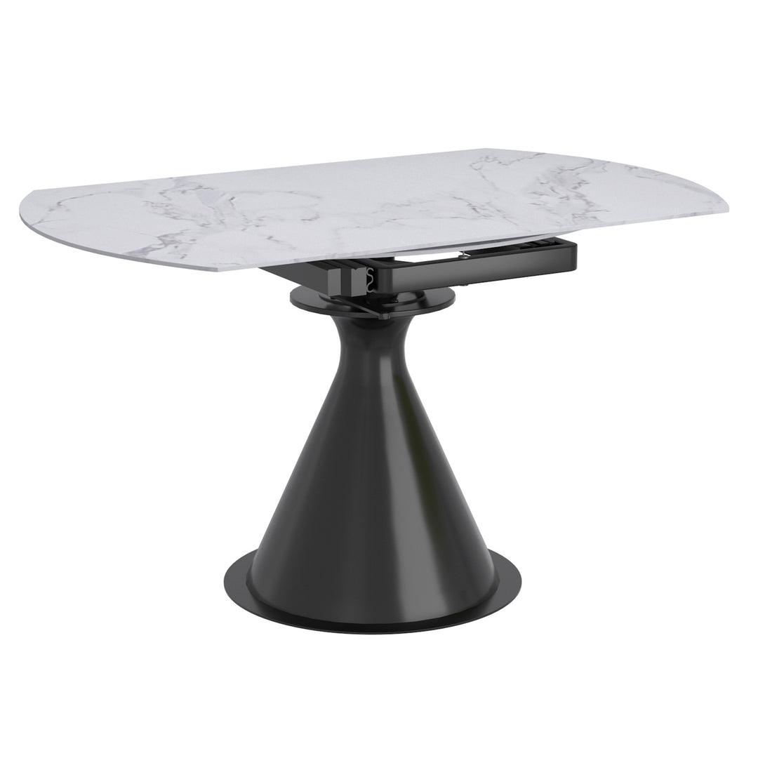 Evana Dining Table With Sintered Stone Top - White/ Black | Timeless, Durable & Extendable