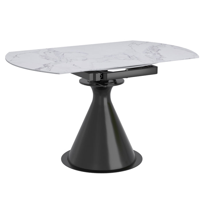 Evana Dining Table With Sintered Stone Top - White/ Black | Timeless, Durable & Extendable