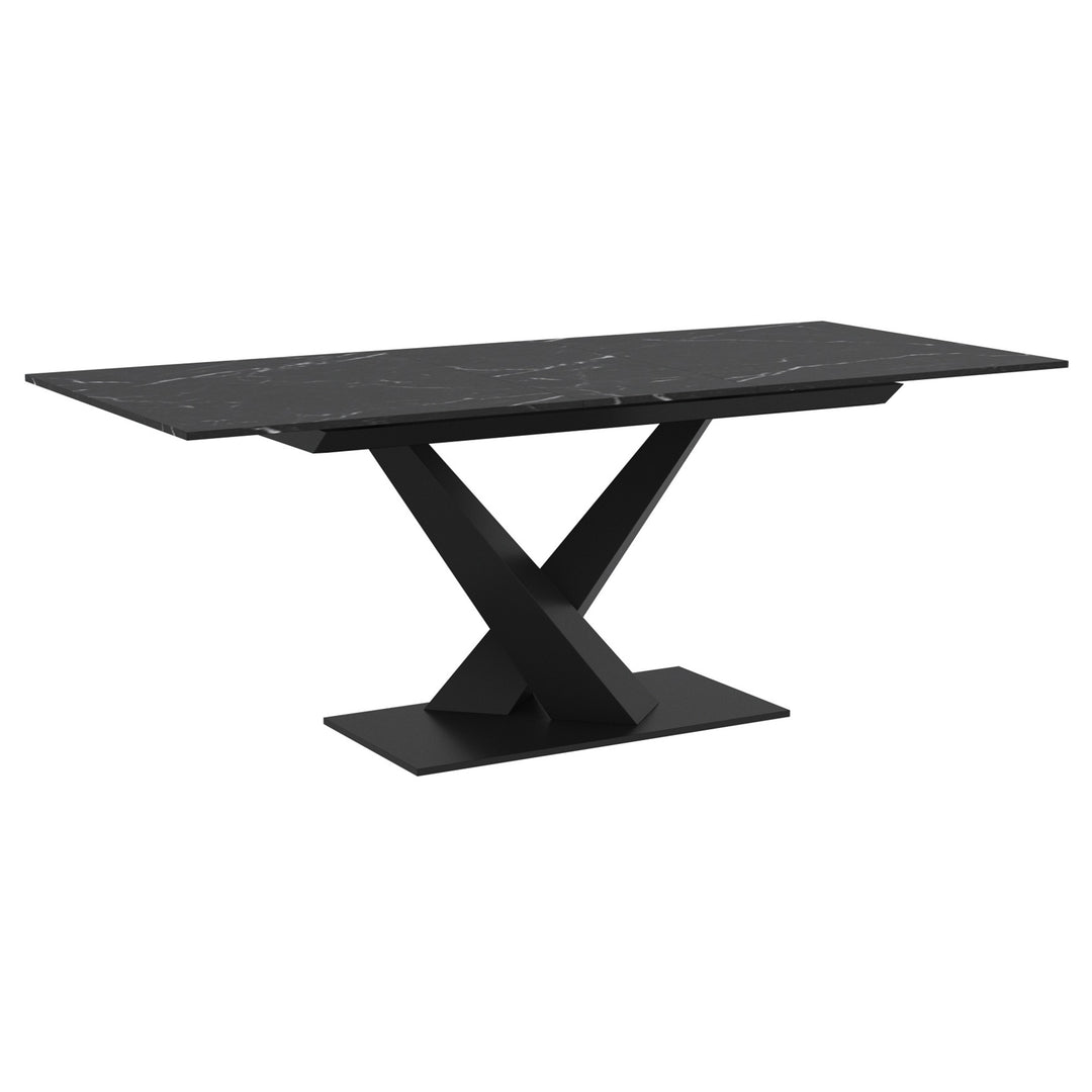 Eldoria Contemporary Extendable Dining Table – Sintered Stone Top with Geometric Pedestal Base