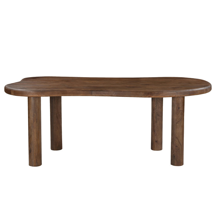 Dunmere Freeform Solid Mango Wood Dining Table with Thick Rounded Top And Dark Walnut Finish