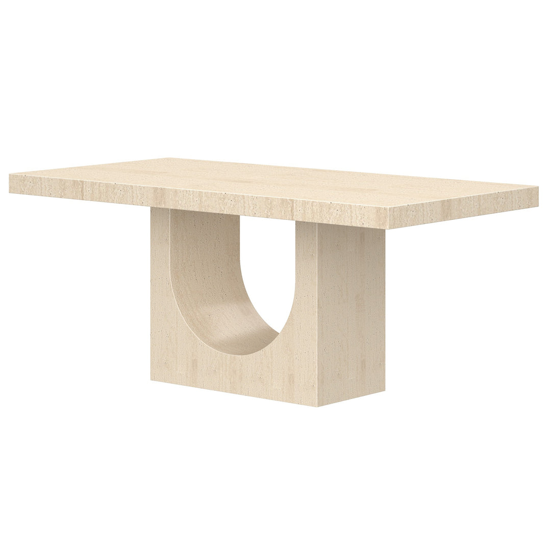 Meridal Contemporary Arch Dining Table – ECC Fibre-Reinforced Concrete Table with Matte Travertine Finish, Heat & Scratch Resistant Seamless Coating and Modern Sculptural Design Dining Table