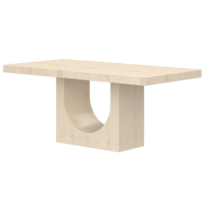 Meridal Contemporary Arch Dining Table – ECC Fibre-Reinforced Concrete Table with Matte Travertine Finish, Heat & Scratch Resistant Seamless Coating and Modern Sculptural Design Dining Table