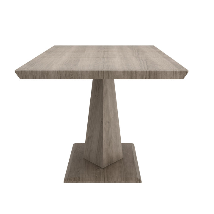 Eldora Contemporary Extendable Dining Table – Washed Oak Wood Grain Top with Butterfly Extension, Double Prism Pedestal Base and Modern Dining Design