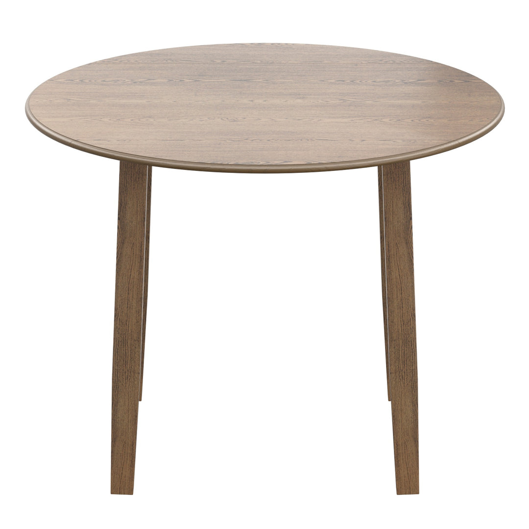 Orlena Round Drop-Leaf Dining Table – Modern Walnut Wood Dining Table with Expandable Design for Compact Spaces