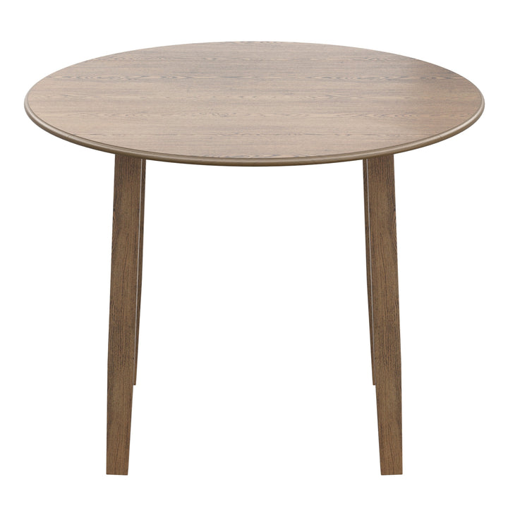 Orlena Round Drop-Leaf Dining Table – Modern Walnut Wood Dining Table with Expandable Design for Compact Spaces