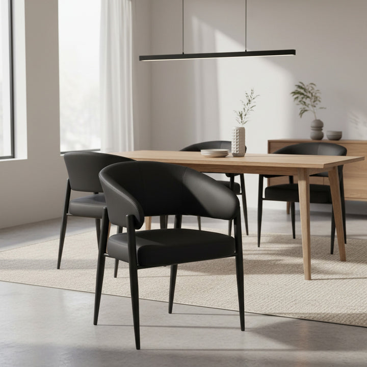 Zenora Upholstered Dining Chairs (Set of 2) – Modern Faux Leather Dining And Lounge Chairs with Matte Black Metal Legs
