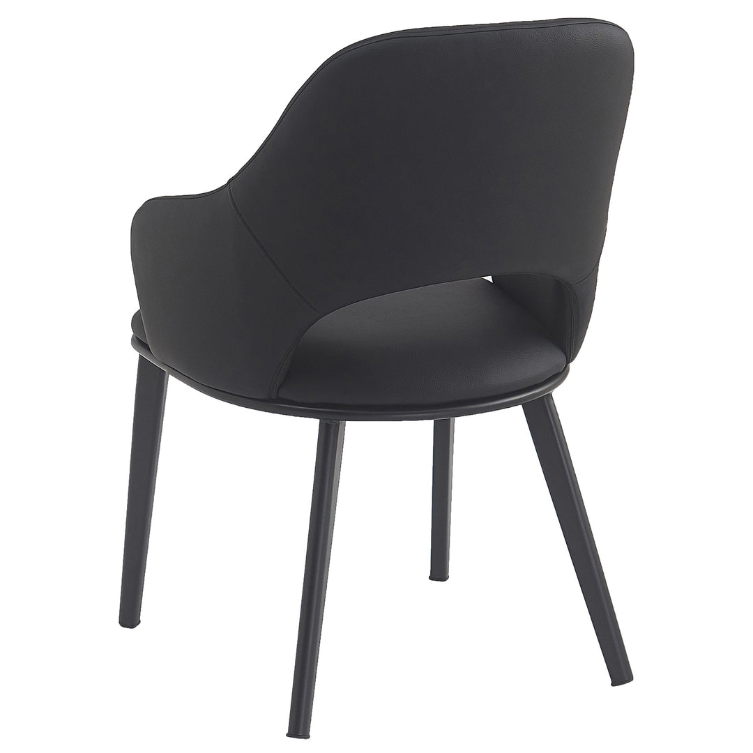 Montierra Modern Dining Chair Set of 4 – Textured Faux Leather Upholstered Chairs with Curved Back, Matte Black Frame and Medium-Firm Cushion Seating Dining & Lounge Chairs