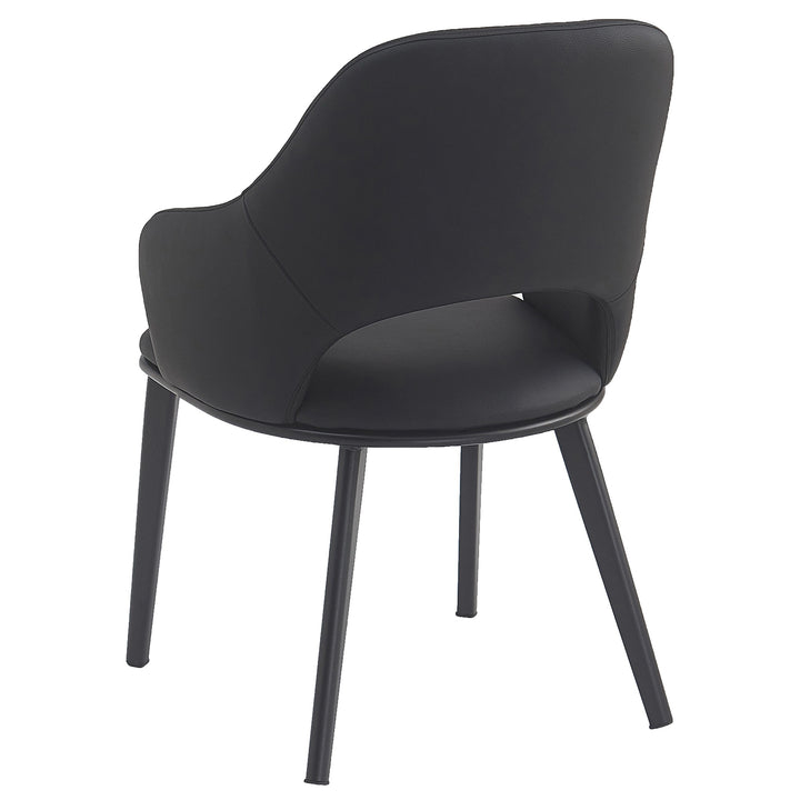 Montierra Modern Dining Chair Set of 4 – Textured Faux Leather Upholstered Chairs with Curved Back, Matte Black Frame and Medium-Firm Cushion Seating Dining & Lounge Chairs
