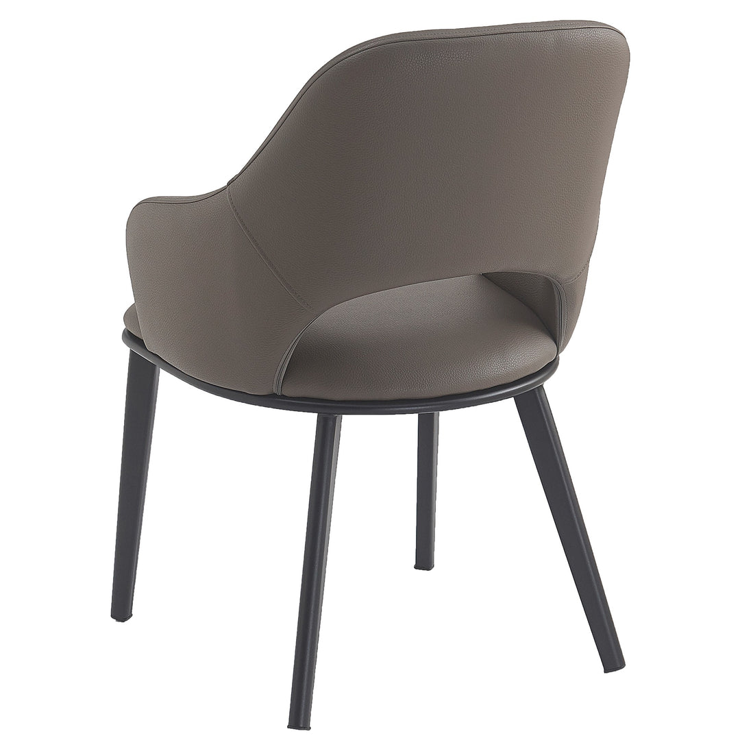 Montierra Modern Dining Chair Set of 4 – Textured Faux Leather Upholstered Chairs with Curved Back & Arms, Matte Black Frame and Medium-Firm Cushion Seating Dining & Lounge Chairs