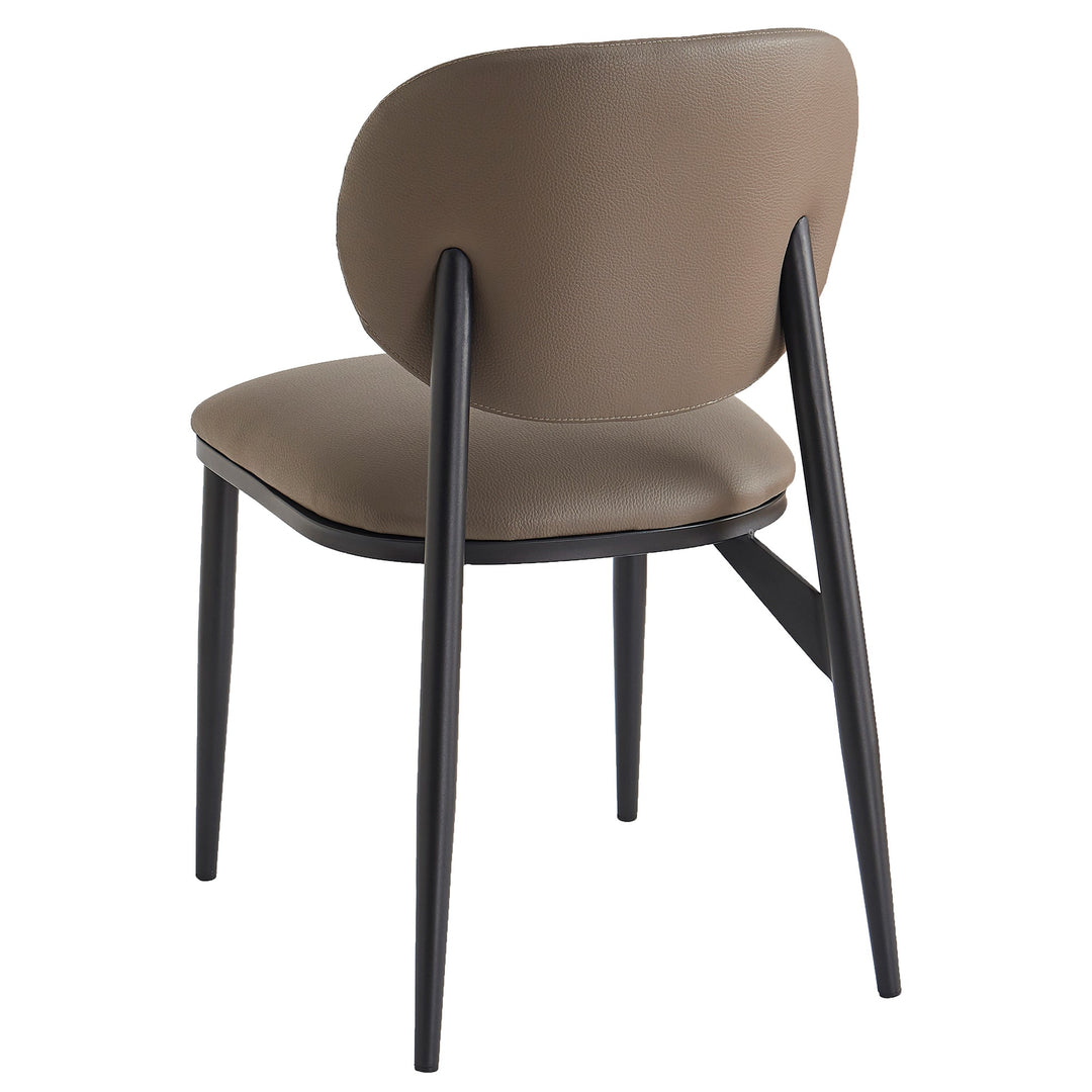 Caselle Dining Chair (Set of 4) – Modern Faux Leather Dining Chairs with Curved Back, Upholstered Seat And Matte Black Metal Frame