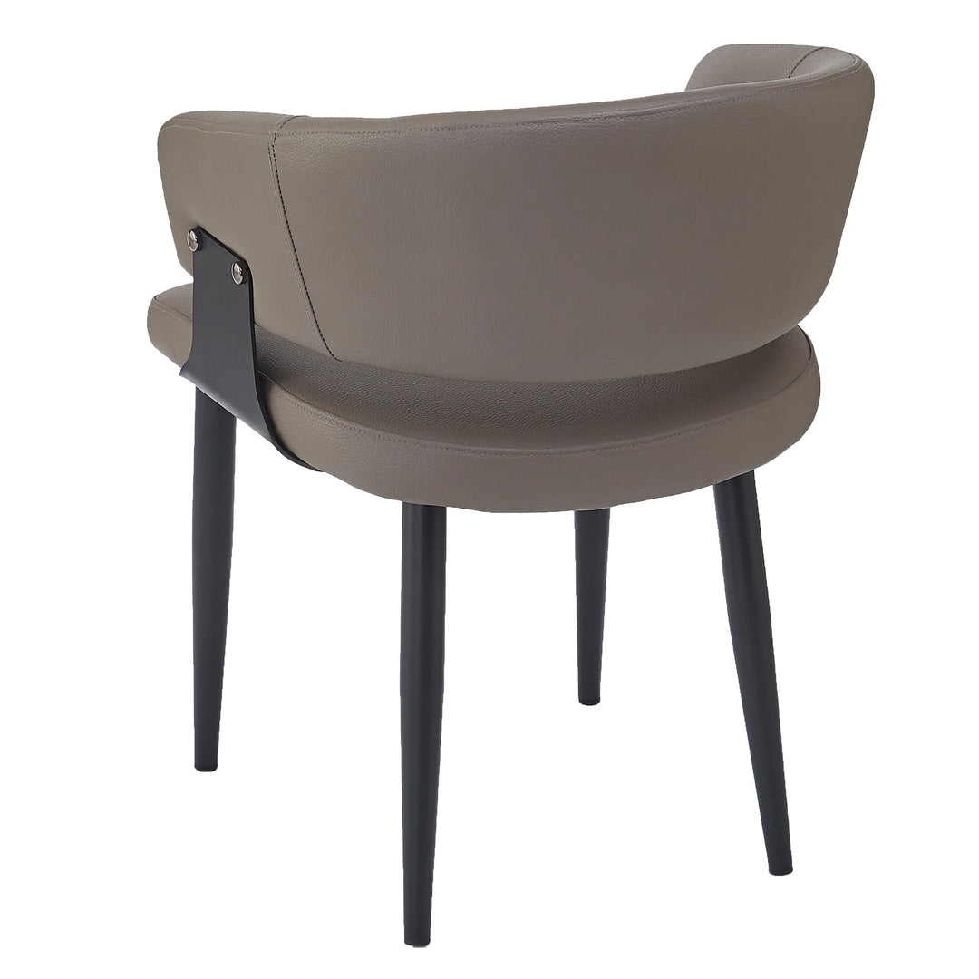 Corvello Dining & Lounge Chair – Set of 4 Modern Curved Back Faux Leather Upholstered Chairs with Matte Black Frame (Black)