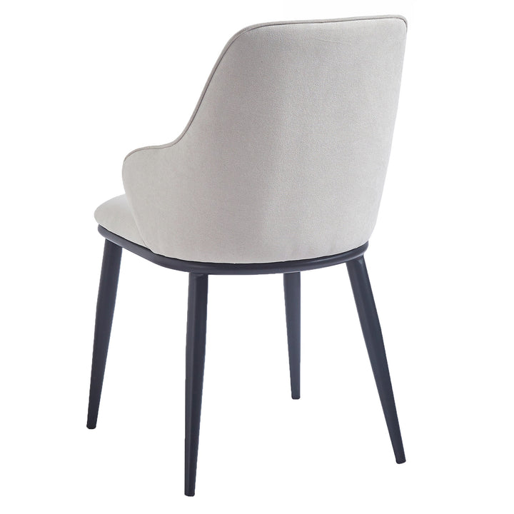Bellora Modern Dining Chair with Fabric Upholstery, Contoured Seat Back, Matte Black Metal Frame And Legs – Set of 2