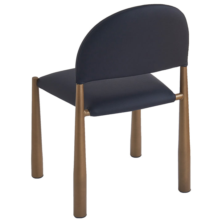 Crystaluxe 4-Piece Modern Dining Chair Set – Matte Black Textured Faux Leather Chairs with Aged Gold Metal Legs and Foam Cushion Seating