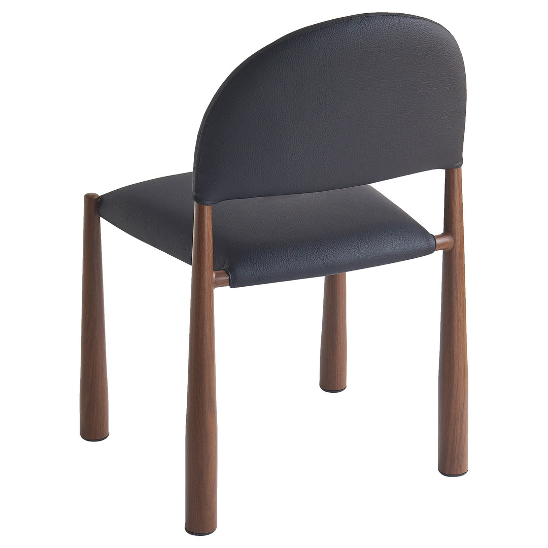 Crystaluxe 4-Piece Modern Dining Chair Set – Matte Black Textured Faux Leather Chairs with Heat-Transferred Walnut-Finish Legs and Foam Cushion Seating