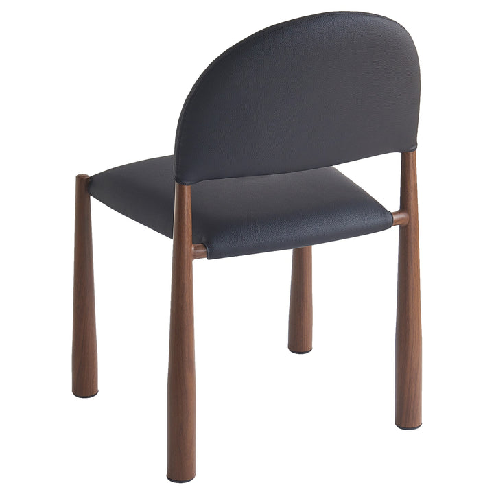 Crystaluxe 4-Piece Modern Dining Chair Set – Matte Black Textured Faux Leather Chairs with Heat-Transferred Walnut-Finish Legs and Foam Cushion Seating