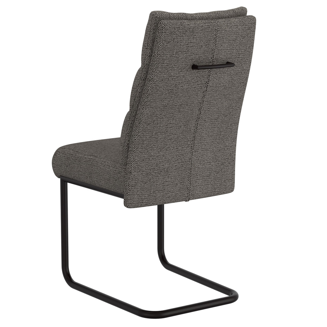 Astera Modern Dining Chair with Textured Chenille Fabric Upholstery, Black Metal C-Style Base And Back Handle – Set of 2