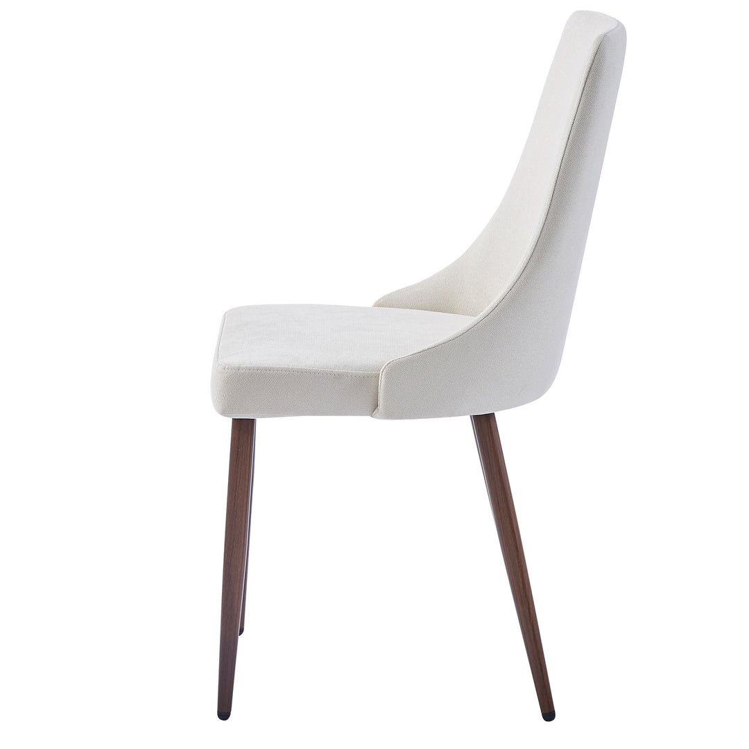 Delvaro Mid-Century Modern Chair – Set of 2 Curved Wood Frame Fabric Upholstered Chairs with Walnut Finish Metal Legs