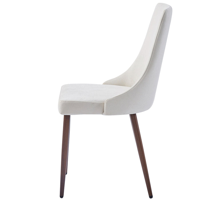 Delvaro Mid-Century Modern Chair – Set of 2 Curved Wood Frame Fabric Upholstered Chairs with Walnut Finish Metal Legs