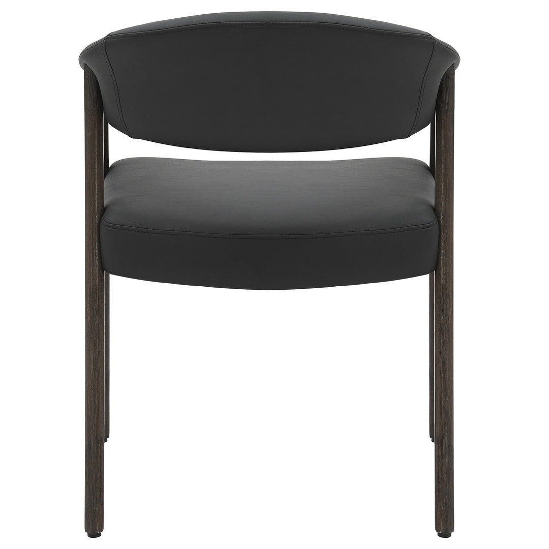 Radiance Mid-Century Modern Dining Armchair Set of 2 – Faux Leather Upholstered Chairs with Solid Beechwood Legs in Brushed Dark Walnut Finish