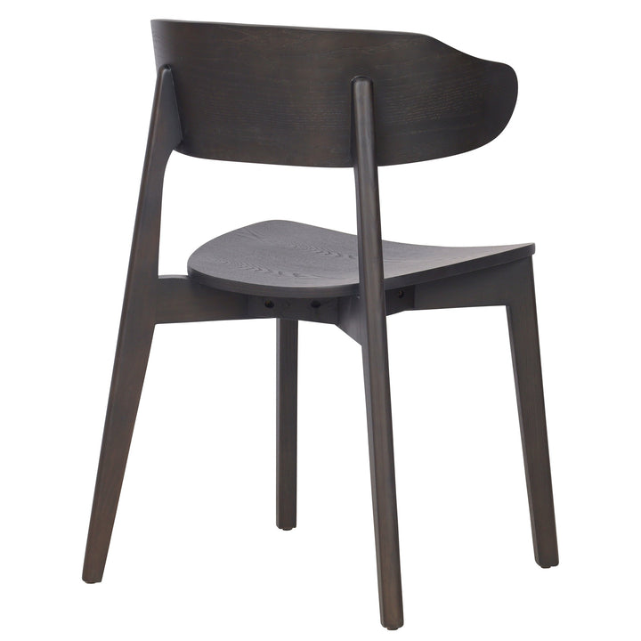 Alzano Mid-Century Modern Dining And Lounge Chair with Curved Plywood Back And Arms, Mocha Wood Finish – Set of 2