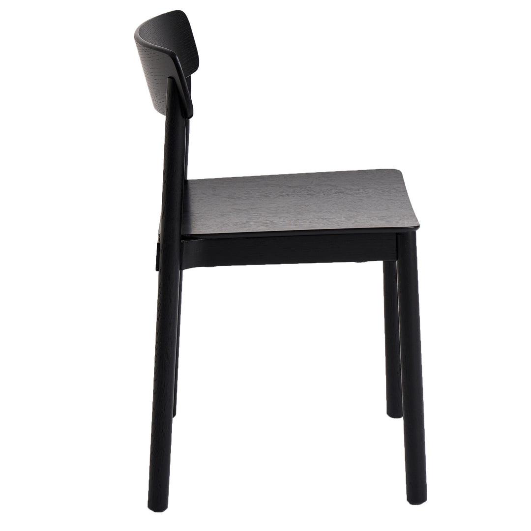Loreto Dining Chair (Set of 4) – Mid-Century Modern Stackable Dining Chairs with Solid Oak Construction & Black Wood Grain Finish