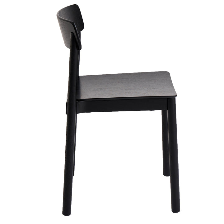 Loreto Dining Chair (Set of 4) – Mid-Century Modern Stackable Dining Chairs with Solid Oak Construction & Black Wood Grain Finish