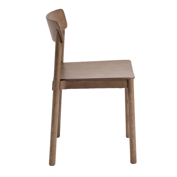 Loreto Mid-Century Modern Stackable Solid Oak Dining Chair, Walnut Finish (Set of 4)