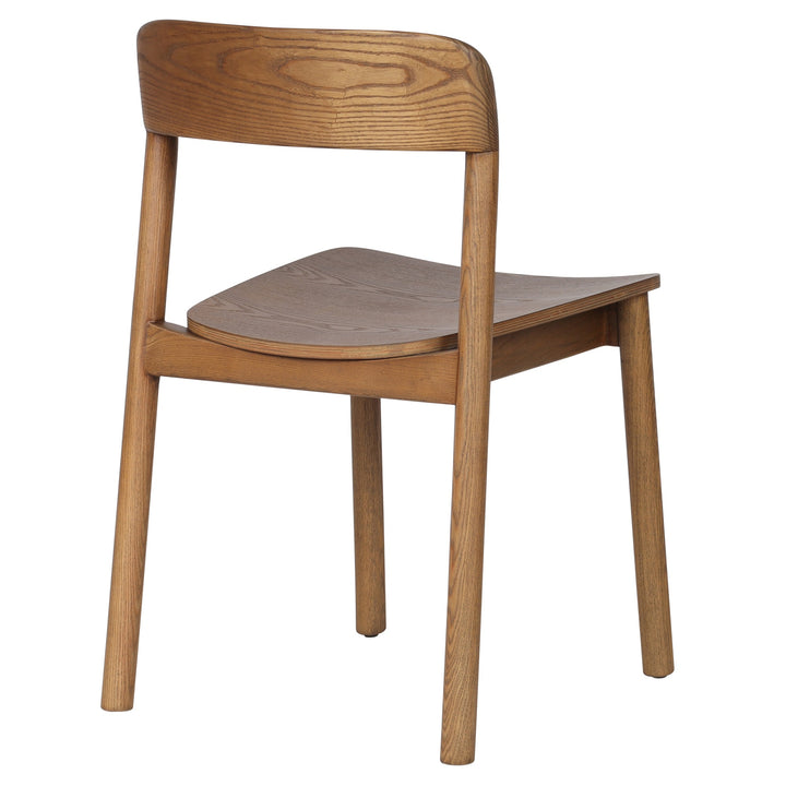 Bresca Mid-Century Modern Stackable Solid Wood Dining Chair, Walnut Finish (Set of 4)