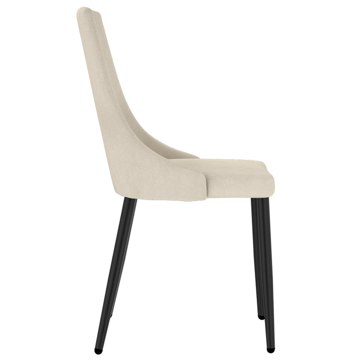 Novalith Mid-Century Modern Chair – Set of 2 Curved Wood Frame Fabric Upholstered Chairs with Matte Black Metal Legs