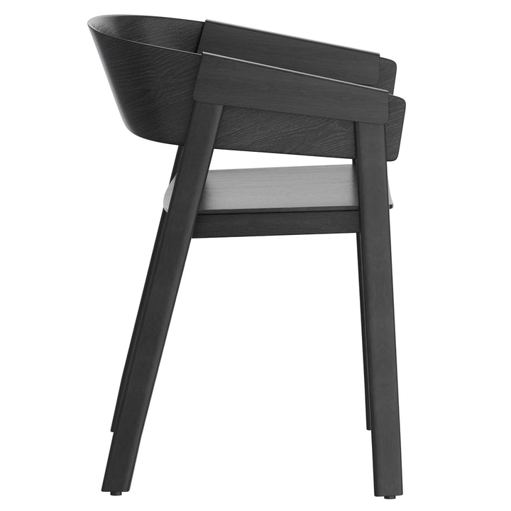 Renova Mid-Century Modern Solid Oak Dining And Lounge Chair, Black Finish (Set of 2)
