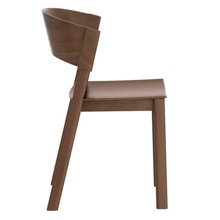 Cortina Mid-Century Modern Dining/Lounge Chair, Walnut Finish (Set of 2)