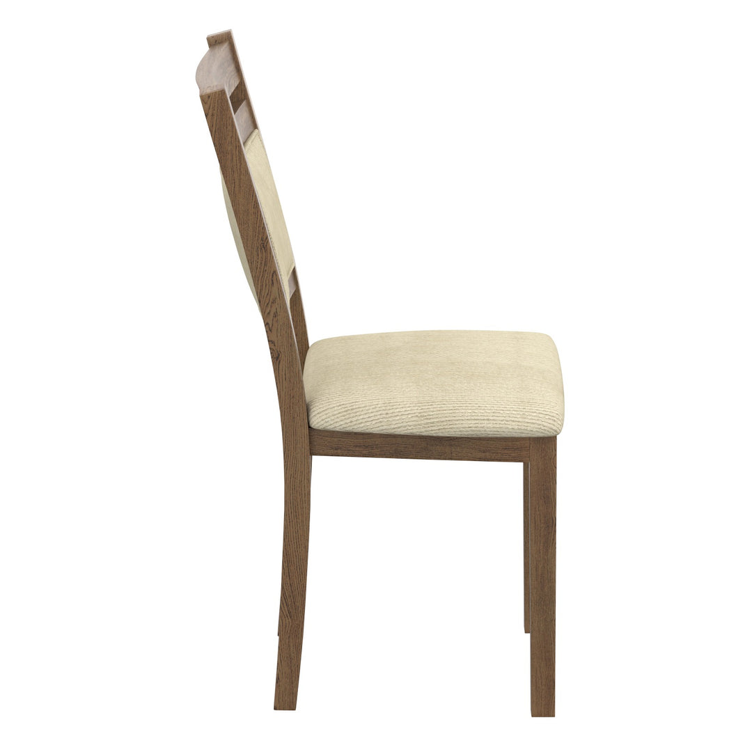 Savona Modern Dining/Lounge Chair, Walnut Finish with Beige Fabric Upholstery (Set of 2)
